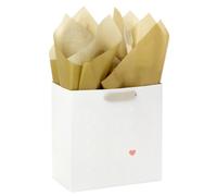 Hallmark Wrap Signature Studio - Bolsa de regalo (tamaño mediano, con papel de seda, 132, blanco, rosa, dorado