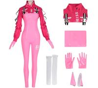 Hallojojo Alice Disfraz Mujer Cosplay Game Alice Combate Uniforme Cuero Monos y Chaqueta Tocado Guantes Calcetines para Dress Up Halloween Carnaval Fiesta Cumpleaños Mascarada Anime Show Costume, Rosa