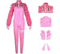 Hallojojo Alice Disfraz Mujer Cosplay Game Alice Combate Uniforme Cuero Monos y Chaqueta Tocado Guantes para Fancy Dress Up Halloween Carnaval Fiesta Cumpleaños Mascarada Anime Show Costume, Rosa