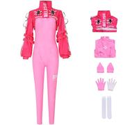 Hallojojo Alice Disfraz Mujer Cosplay Game Alice Combate Uniforme Rosa Cuero Mono y Chaqueta Tocado Guantes Calcetines para Dress Up Halloween Carnaval Fiesta Cumpleaños Mascarada Anime Show Costume