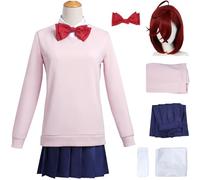Hallojojo Ayase Momo Disfraz Mujer Cosplay Anime Dandadan Momo Ayase Uniforme Jersey Camisa Falda Corbata Calcetines y Peluca para Fancy Dress Up Halloween Carnaval Fiesta Mascarada Dan DA Dan Traje