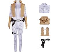 Hallojojo Leia Disfraz Hombre Cosplay Planeta Guerra Princesa Leia Combate Uniforme Chaleco Mono Cinturón Guantes Set para Fancy Dress Up Halloween Navidad Carnaval Fiesta Cumpleaños Mascarada Traje