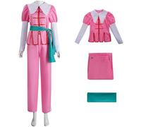 Hallojojo Maria Renard Disfraz Mujer Cosplay Demonio Ciudad Maria Renard Uniforme Set Rosa Top Pantalones Cinturón para Fancy Dress Up Halloween Carnaval Fiesta Cumpleaños Mascarada Traje