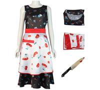 Hallojojo Mujer Disfraz de Chucky Muñeca Asesina con Cuchillo de Juguete Disfraz de Terror Chucky Novia Halloween Cosplay Navidad Carnaval Fiesta Etapa Disfraces Adultos (Talla S-3XL)
