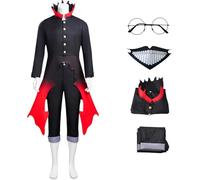 Hallojojo Okarun Disfraz Hombre Cosplay Anime Dandadan Okarun Transformación Uniforme Top Pantalones Gafas Mascarilla y Peluca para Halloween Carnaval Fiesta Cumpleaños Mascarada Dan DA Dan Traje