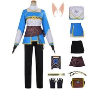 Hallojojo Princesa Zelda Disfraz Mujer Cosplay Gamen Princess Zelda Combate Uniforme Set con Guantes Oreja de Duende para Fancy Dress Up Halloween Navidad Carnaval Fiesta Cumpleaños Mascarada Traje