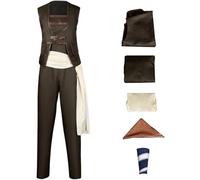 Hallojojo Usopp Disfraz Hombre Cosplay Pirata Anime Usopp Uniforme Set Top y Culotte Cinturón con Capucha Muñequeras para Fancy Dress Up Halloween Carnaval Fiesta Cumpleaños Mascarada Traje