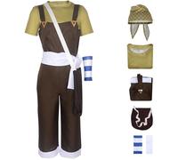 Hallojojo Usopp Disfraz Hombre Cosplay Pirata Anime Usopp Uniforme Set Top y Culotte Cinturón con Capucha Bolsa Muñequeras para Fancy Dress Up Halloween Carnaval Fiesta Cumpleaños Mascarada Traje