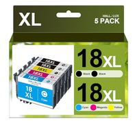 HALLOLUX 18XL Multipack Cartuchos de Impresora Compatibles para Epson 18XL 18 para Epson XP 322 Cartuchos de Impresora para XP-305 XP-215 XP-225 XP-412 XP-422 XP-325 XP-312 XP-315 XP-205 XP-415 XP-425