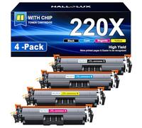 HALLOLUX 220X 220A Toner Set W2200A W2201A W2202A W2203A Compatible para HP 220A 220X 220 Toner für HP Color Laserjet Pro MFP 4301dw 4301dwe 4301fw 4301fdw 4201dw 4201dwe (Negro Cian Estómago ta,