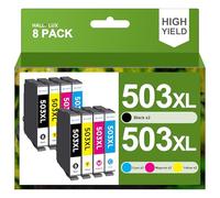 HALLOLUX 503 XL Multipack 503XL Cartuchos de Impresora 503 Compatible con Epson 503XL Multipack 503 para Epson XP-5200 Cartuchos de Impresora para WF-2960 XP 5200 WF 2960 XP 5205 WF 2965 (paquete de 8