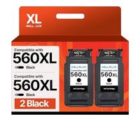 HALLOLUX 560 XL Compatible para Canon 560 561 Cartuchos de Tinta PG-560XL CL-561XL PG560 CL561 560XL 561XL 561 XL para Canon TS5350 Druckerpatronen TS5300 TS5351 TS7450 TS7451 TS5352 TS5353 (2 Negro)