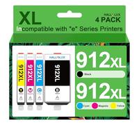 HALLOLUX 912XL - Lote de 4 Cartuchos de Tinta para HP 912 912XL para HP OfficeJet 8012 8010 8014 8015 para OfficeJet Pro 8025 8024 8023 8020 8022 (Negro, Cian, Magenta, Amarillo, 4-Pack)