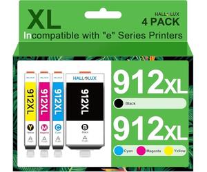 HALLOLUX 912XL - Lote de 4 Cartuchos de Tinta para HP 912 912XL para HP OfficeJet 8012 8010 8014 8015 para OfficeJet Pro 8025 8024 8023 8020 8022 (Negro, Cian, Magenta, Amarillo, 4-Pack)