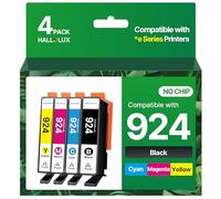 HALLOLUX 924 Cartuchos de Tinta para HP 924 Cartuchos compatibles con HP OfficeJet 8120e 8122e 8124e 8125e para OfficeJet Pro 8130e 8132e 8134e 8138e 8139e (4 Paquetes, no con Chip)