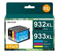 HALLOLUX 932XL 933XL - Cartuchos de Tinta compatibles con HP 932 933 para HP Officejet 6600 6700 7510 7612 7110 6100 7610 6110 (4 Unidades, Negro, Magenta, Cian, Amarillo)