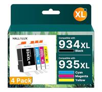 HALLOLUX 934XL 935XL Compatibles para cartuchos HP 934 935 XL para Officejet Pro 6230 6830 6820 6812 6815 6835 6815 6200 6235 6239 6800 6822 6825 (negro cian Magenta Amarillo,4 -Pack)