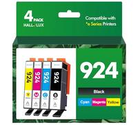 HALLOLUX Cartuchos 924 (sin Chip) compatibles para HP 924 para OfficeJet Pro 8122e 8130e 8124e 8125e 8132e 8134e 8135e 8138e 8139e 8123e 8133e OfficeJet Pro 8120 (4 Paquetes)