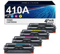 HALLOLUX Cartuchos de tóner compatibles 410A de repuesto para HP CF410A 410X CF410X para Color LaserJet Pro M477fdw M477fnw M477fdn M452nw M377dw M452dn M452dw M477dw (negro, cian, magenta, amarillo,