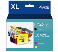 HALLOLUX LC421XL Cartuchos de Tinta, para Brother LC421 XL LC-421 para Brother DCP-J1050DW, DCP-J1140DW, MFC-J1010DW (Negro, Cian, Magenta, Amarillo, Pack de 4)