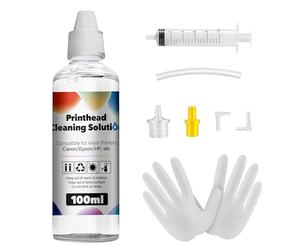 HALLOLUX Limpiador de Cabezales de impresión de 100 ml, Limpiador de boquillas, Cabezal de Limpieza para Todas Las impresoras de inyección de Tinta, solución para Epson HP Canon Brother Samsung