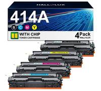 HALLOLUX Paquete de 4 Cartuchos de tóner 414A con Chip de Repuesto para 414A W2020A 414X, Funciona con Color Pro MFP M479fdw M454dw M454dn M479fdn Color Laserj Enterprise M480f M455dn (Paquete de 4)