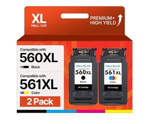HALLOLUX PG-560XL CL-561XL - Cartuchos de Tinta Replacement con Canon 560XL 561XL para Pixma TS5350 TS5351 TS7450 TS7451 TS5352 TS5353 (2 Pack, Negro y Tricolor)