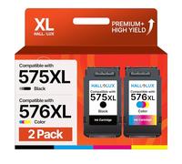 HALLOLUX PG-575XL CL-576XL Multipack Cartuchos de Tinta remanufacturados de Repuesto para Canon 575 XL 576 XL para Impresora Canon PIXMA TS3550i TS3551i TR4750i TR4751i, 2 Pack (1 Negro 1 Color)