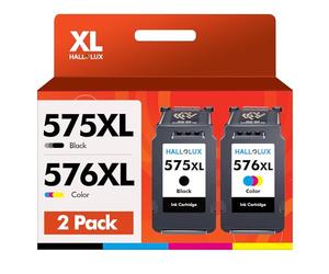 HALLOLUX PG-575XL CL-576XL Multipack Cartuchos de Tinta remanufacturados de Repuesto para Canon 575 XL 576 XL para Impresora Canon PIXMA TS3550i TS3551i TR4750i TR4751i, 2 Pack (1 Negro 1 Color)