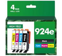 HALLOLUX Tinta 924e compatible con cartuchos de tinta HP 924XL con chip, paquete de 4