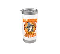 Halloqueens Queens Are Born In October Birthday Halloween Vaso térmico de acero inoxidable de doble pared