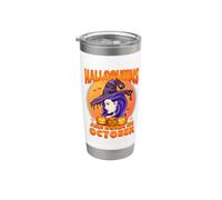 Halloqueens Queens Are Born In October Birthday Halloween Vaso térmico de acero inoxidable de doble pared