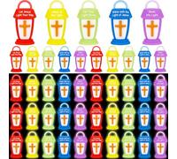 Halloscume 50 piezas de figuras de Jesús es la luz, luces de Jesús que brillan en la oscuridad, relleno de huevos de Pascua, signo cristiano, regalo religioso para esconderse y buscar recuerdo de la