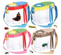 Halloscume Paquete de 4 visores de insectos para niños con pinzas, juego de explorador para exteriores, contenedores para insectos, lupa, caja de insectos, observación, ciencia, exploración de la