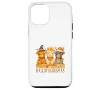 Hallothanksmas Highland Cow Trio Halloween Thanksgiving Carcasa para iPhone 12/12 Pro