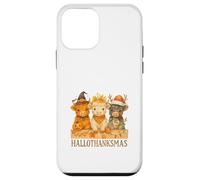 Hallothanksmas Highland Cow Trio Halloween Thanksgiving Carcasa para iPhone 12 Mini