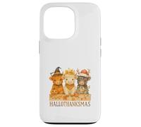 Hallothanksmas Highland Cow Trio Halloween Thanksgiving Carcasa para iPhone 13 Pro