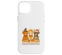 Hallothanksmas Highland Cow Trio Halloween Thanksgiving Carcasa para iPhone 14 Plus