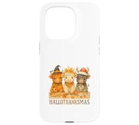 Hallothanksmas Highland Cow Trio Halloween Thanksgiving Carcasa para iPhone 15 Pro