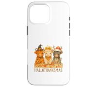 Hallothanksmas Highland Cow Trio Halloween Thanksgiving Carcasa para iPhone 16 Pro MAX