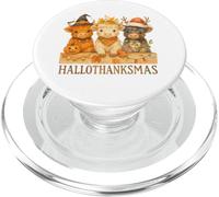 Hallothanksmas Highland Cow Trio Halloween Thanksgiving PopSockets PopGrip para MagSafe