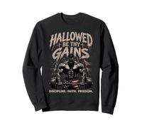 Hallowed Be Thy Gains Halterofilia Fitness USA Culturista Sudadera