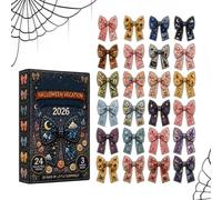 Halloween 2D Acrylic Bow Countdown Calendar - 24 Days of Waterproof Little Bow Toy Set, Cute Halloween Adventt Calendar, Gift, for Kids, Girls, Women & Collectors, Holiday Party Decor for Home &Office