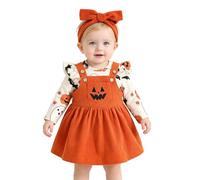 Halloween 3 Piece Festive Party Girl Outfit Pumpkin Ghost Corduroy Costume