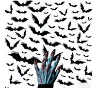 Halloween 3D Murciélagos Pegatinas Decoraciones, 60 PCS Pegatinas de Pared de Murciélago, para Windows, Pared, Puerta de casa, Exterior, Interior, Halloween Decorations - 3D Black Bats Wall Stickers