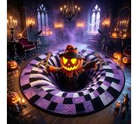 Halloween 3D Rug,3D Skeleton Vortex Quilted Round Halloween Rug，C：100*100cm