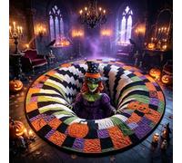 Halloween 3D Rug,3D Skeleton Vortex Quilted Round Halloween Rug，D：80 * 80cm
