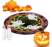 Halloween 3D Rug - Fantasma de calavera ilusión | 23.6in sin tirantes | Crystal Velvet Soft Top, Skid-Proof Bottom Layer, Spooky Eye-Trick Design, Round Mat, for Entryway Party Room Accent