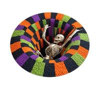 Halloween 3D Rug - Fantasma de calavera ilusión | 23.6in sin tirantes | Crystal Velvet Soft Top, Skid-Proof Bottom Layer, Spooky Eye-Trick Design, Round Mat, for Entryway Party Room Accent