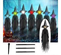 Halloween 7 Colour Switch Luminous Witch Stakes Garden Decor Prop